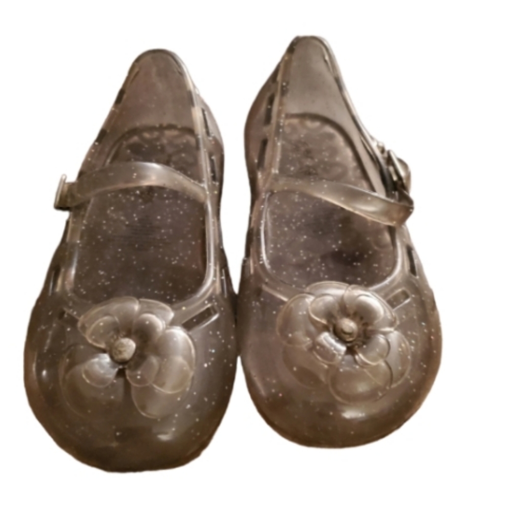 Old Navy Floral Clear Grey Jelly Sandals little girls NWOT